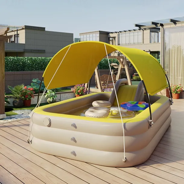 Inflatable Swimming Pool, Family Swimming Pool, Kids Pools with Sunshade for Indoor, Outdoor, Garden, Backyard