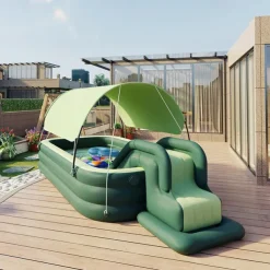 Inflatable Swimming Pool, Family Swimming Pool, Kids Pools with Sunshade for Indoor, Outdoor, Garden, Backyard