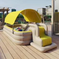 Inflatable Swimming Pool, Family Swimming Pool, Kids Pools with Sunshade for Indoor, Outdoor, Garden, Backyard