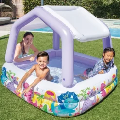 Inflatable Swimming Pool, Family Swimming Pool, Kids Pools with Sunshade for Indoor, Outdoor, Garden, Backyard