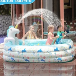 Inflatable Swimming Pool, Family Swimming Pool, Kids Pools with Sunshade for Indoor, Outdoor, Garden, Backyard