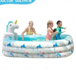 Inflatable Swimming Pool, Family Swimming Pool, Kids Pools with Sunshade for Indoor, Outdoor, Garden, Backyard