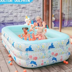 Inflatable Swimming Pool, Family Swimming Pool, Kids Pools with Sunshade for Indoor, Outdoor, Garden, Backyard