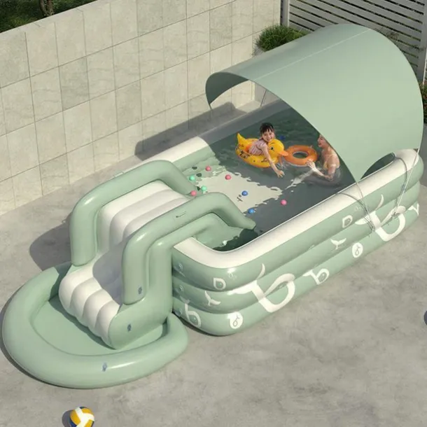 Inflatable Swimming Pool, Family Swimming Pool, Kids Pools with Sunshade for Indoor, Outdoor, Garden, Backyard