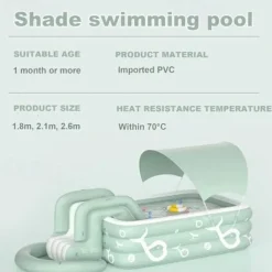 Inflatable Swimming Pool, Family Swimming Pool, Kids Pools with Sunshade for Indoor, Outdoor, Garden, Backyard