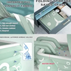 Inflatable Swimming Pool, Family Swimming Pool, Kids Pools with Sunshade for Indoor, Outdoor, Garden, Backyard