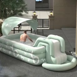 Inflatable Swimming Pool, Family Swimming Pool, Kids Pools with Sunshade for Indoor, Outdoor, Garden, Backyard