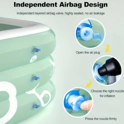 Inflatable Swimming Pool, Family Swimming Pool, Kids Pools with Sunshade for Indoor, Outdoor, Garden, Backyard