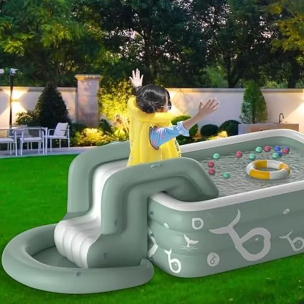 Inflatable Swimming Pool, Family Swimming Pool, Kids Pools with Sunshade for Indoor, Outdoor, Garden, Backyard