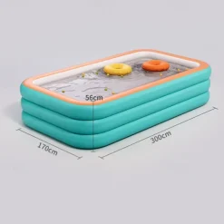 Inflatable Swimming Pools, Rectangular Inflatable Swimming Pool for Kids, Family Blow up Pool, Lounge Inflatable Pool for Backyard Garden Outdoor, Easy to Inflatable