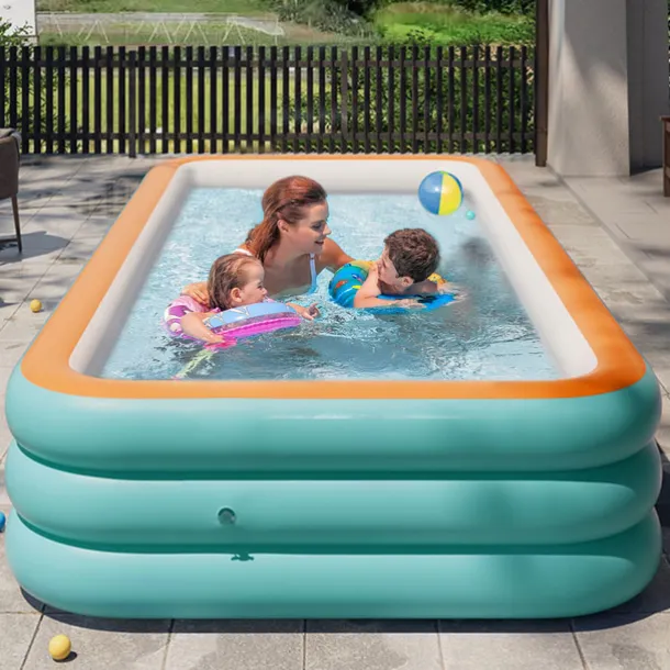 Inflatable Swimming Pools, Rectangular Inflatable Swimming Pool for Kids, Family Blow up Pool, Lounge Inflatable Pool for Backyard Garden Outdoor, Easy to Inflatable