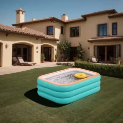 Inflatable Swimming Pools, Rectangular Inflatable Swimming Pool for Kids, Family Blow up Pool, Lounge Inflatable Pool for Backyard Garden Outdoor, Easy to Inflatable