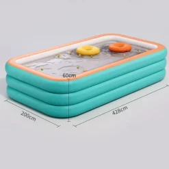 Inflatable Swimming Pools, Rectangular Inflatable Swimming Pool for Kids, Family Blow up Pool, Lounge Inflatable Pool for Backyard Garden Outdoor, Easy to Inflatable