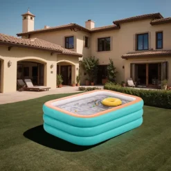 Inflatable Swimming Pools, Rectangular Inflatable Swimming Pool for Kids, Family Blow up Pool, Lounge Inflatable Pool for Backyard Garden Outdoor, Easy to Inflatable