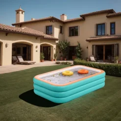 Inflatable Swimming Pools, Rectangular Inflatable Swimming Pool for Kids, Family Blow up Pool, Lounge Inflatable Pool for Backyard Garden Outdoor, Easy to Inflatable