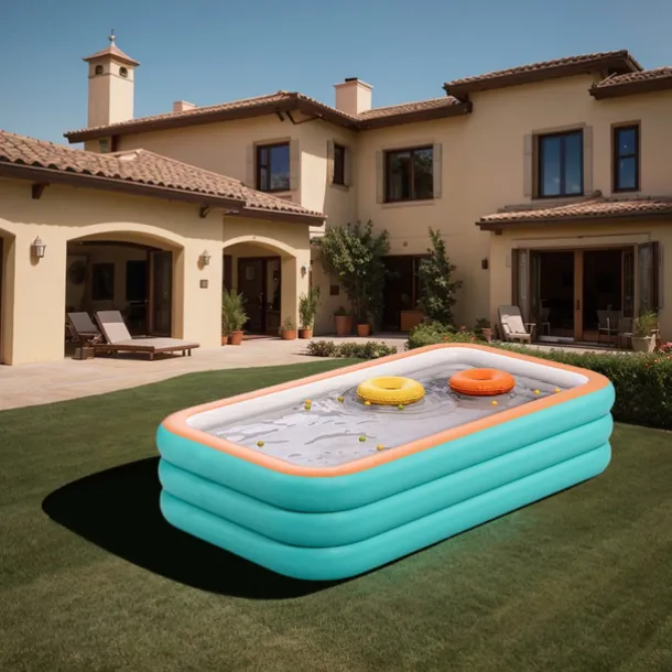 Inflatable Swimming Pools, Rectangular Inflatable Swimming Pool for Kids, Family Blow up Pool, Lounge Inflatable Pool for Backyard Garden Outdoor, Easy to Inflatable