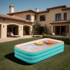 Inflatable Swimming Pools, Rectangular Inflatable Swimming Pool for Kids, Family Blow up Pool, Lounge Inflatable Pool for Backyard Garden Outdoor, Easy to Inflatable