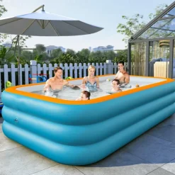 Inflatable Swimming Pools, Rectangular Inflatable Swimming Pool for Kids, Family Blow up Pool, Lounge Inflatable Pool for Backyard Garden Outdoor, Easy to Inflatable