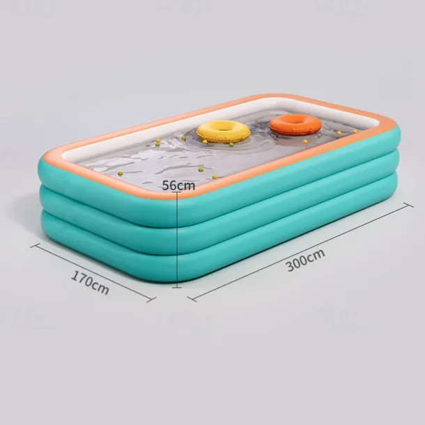 Inflatable Swimming Pools, Rectangular Inflatable Swimming Pool for Kids, Family Blow up Pool, Lounge Inflatable Pool for Backyard Garden Outdoor, Easy to Inflatable