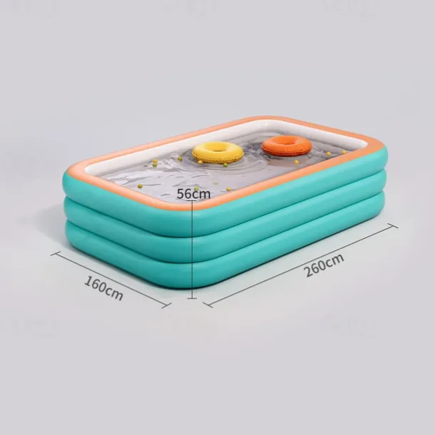 Inflatable Swimming Pools, Rectangular Inflatable Swimming Pool for Kids, Family Blow up Pool, Lounge Inflatable Pool for Backyard Garden Outdoor, Easy to Inflatable