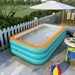 Inflatable Swimming Pools, Rectangular Inflatable Swimming Pool for Kids, Family Blow up Pool, Lounge Inflatable Pool for Backyard Garden Outdoor, Easy to Inflatable