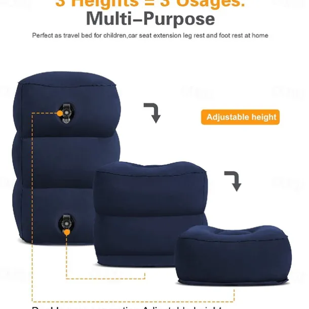 Inflatable Travel Pillow for Kids and Adults, Adjustable Height Airplane Pillow for Sleeping on the Go, Suitable for Office