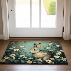 Ink Blue Rabbit Doormat Floor Mats Washable Rugs Kitchen Mat Non-Slip Oil Proof Rug Indoor Outdoor Mat Bedroom Decor Bathroom Mat Entrance Rug