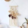 ins style nordic hand-woven feather leaf tapestry moroccan style colorful woven rope wall decoration homestay background fabric