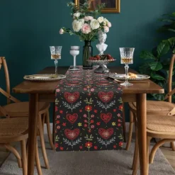Inspired by William Morris Art Style Print Country Style Table Runner, Kitchen Dining Table Decor, Print Decor Table Runners for Indoor Outdoor Home Farmhouse Holiday Wedding Birthday Party Decoration