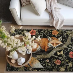Inspired William Morris Fox Area Rug Kitchen Mat Non-Slip Oil Proof Floor Mat Livingroom Rug Indoor Outdoor Mat Bedroom Decor Bathroom Mat Entrance Rug Door Mat