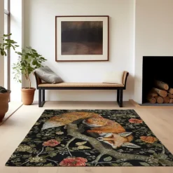 Inspired William Morris Fox Area Rug Kitchen Mat Non-Slip Oil Proof Floor Mat Livingroom Rug Indoor Outdoor Mat Bedroom Decor Bathroom Mat Entrance Rug Door Mat