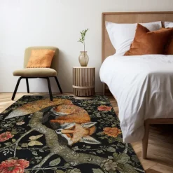 Inspired William Morris Fox Area Rug Kitchen Mat Non-Slip Oil Proof Floor Mat Livingroom Rug Indoor Outdoor Mat Bedroom Decor Bathroom Mat Entrance Rug Door Mat