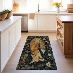 Inspired William Morris Fox Area Rug Kitchen Mat Non-Slip Oil Proof Floor Mat Livingroom Rug Indoor Outdoor Mat Bedroom Decor Bathroom Mat Entrance Rug Door Mat