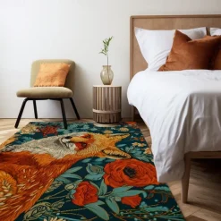 Inspired William Morris Fox Area Rug Kitchen Mat Non-Slip Oil Proof Floor Mat Livingroom Rug Indoor Outdoor Mat Bedroom Decor Bathroom Mat Entrance Rug Door Mat