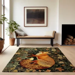 Inspired William Morris Fox Area Rug Kitchen Mat Non-Slip Oil Proof Floor Mat Livingroom Rug Indoor Outdoor Mat Bedroom Decor Bathroom Mat Entrance Rug Door Mat
