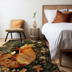 Inspired William Morris Fox Area Rug Kitchen Mat Non-Slip Oil Proof Floor Mat Livingroom Rug Indoor Outdoor Mat Bedroom Decor Bathroom Mat Entrance Rug Door Mat