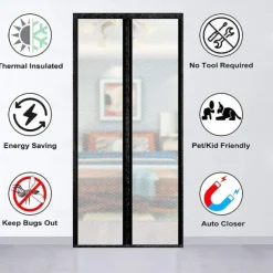 Insulated Door Screen, Door Curtain, Thermal Magnetic Self-Sealing EVA, Keep Cold Out Door Cover Auto Closer for Kitchen, Bedroom, Air Conditioner Room