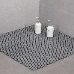 Interlocking Rubber Floor Tiles with Drain Holes DIY Size Bathroom Shower Toilet Floor Tiles Mat Interlocking Massage Soft Cushion Floor Tiles for Indoor/Outdoor
