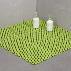 Interlocking Rubber Floor Tiles with Drain Holes DIY Size Bathroom Shower Toilet Floor Tiles Mat Interlocking Massage Soft Cushion Floor Tiles for Indoor/Outdoor