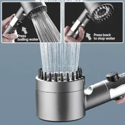 Ion Drops Filtered Showerhead with Hose, Filtered High Pressure Shower Heads with Handheld-Detachable Massage Shower Heads with Replacement-Cotton Filters