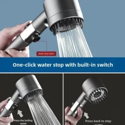 Ion Drops Filtered Showerhead with Hose, Filtered High Pressure Shower Heads with Handheld-Detachable Massage Shower Heads with Replacement-Cotton Filters