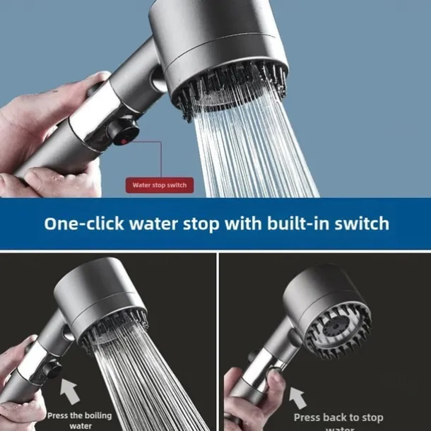 Ion Drops Filtered Showerhead with Hose, Filtered High Pressure Shower Heads with Handheld-Detachable Massage Shower Heads with Replacement-Cotton Filters