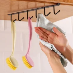 Iron 6 Hooks Storage Shelf Wardrobe Cabinet Metal Under Shelves Mug Cup Hanger Bathroom Kitchen Organizer Hanging Rack Holder