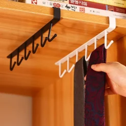 Iron 6 Hooks Storage Shelf Wardrobe Cabinet Metal Under Shelves Mug Cup Hanger Bathroom Kitchen Organizer Hanging Rack Holder