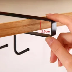 Iron 6 Hooks Storage Shelf Wardrobe Cabinet Metal Under Shelves Mug Cup Hanger Bathroom Kitchen Organizer Hanging Rack Holder