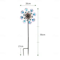 Iron Art Windmill Garden Ground Inserted Pinwheel Outdoor Rotatory Colorful Peacock Tail Windmill Courtyard Windmill Garden Craft Ornament
