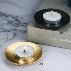 Iron Candle Holder – Creative Geometric European-Style Romantic Candle Cup, Modern Minimalist Metal Tealight Holder, Elegant Tabletop Decor for Dining Table, Home, Wedding, and Party Decoration