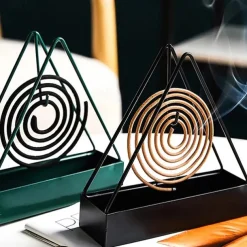 Iron Mosquito Coil Holder Incense Holders Coil Incense Burner Frame Repellent Incense Rack for Household Bedroom Patio Triangular Shape Mosquito Repellent Incense Rack Anti-scald Mosquito Coil Holder