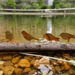 Iron Rusty Birds Ground Stake Set, Garden Decoration Rust Birdie with Screws in Wood, Rust Decoration Garden Stake Rust for Garden Reusable