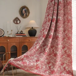 Jacquard Curtains 1 Panel with Tassels for Bedroom Living Room Windows Thermal Insulated Room Darkening Rod Pocket Curtains